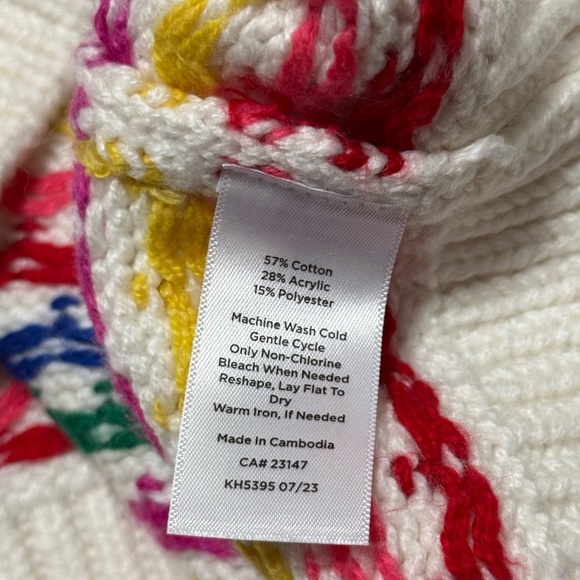 Talbots PUFF SLEEVE CREWNECK PULLOVER SPECKLED DOTS Rainbow Pride - Picture 8 of 8